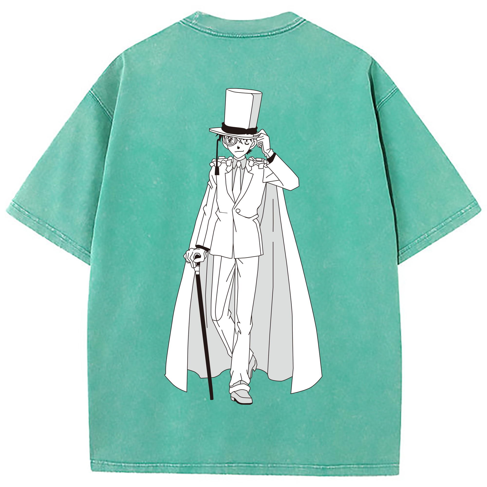（画像用） 名探偵コナン くろば かいと Detective Conan Kuroba Kaito 綿100% ヴィンテージ風 半袖Tシャツ（背面プリント）